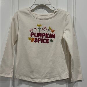 Okie Dokie Cream Long Sleeve Tee with Pumpkin Spice Design